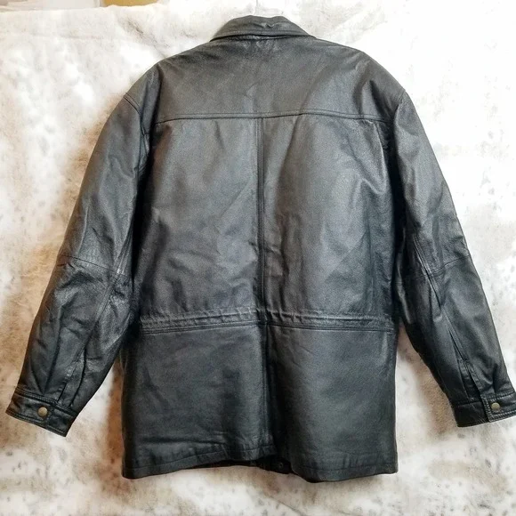 Vintage American Weekend Mens Black Leather Casual Jacket Size 46 Classic Grunge
